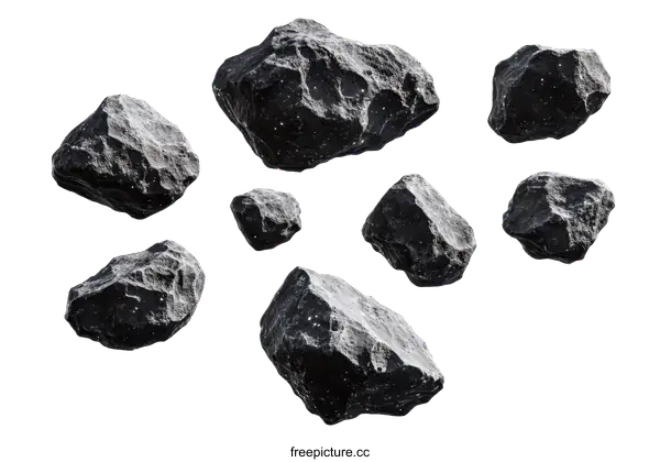 [Transparent Background PNG]Floating Black Stones Abstract Image