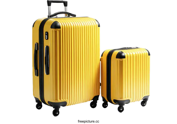 [Transparent Background PNG]Two Yellow Travel Suitcases on White Background