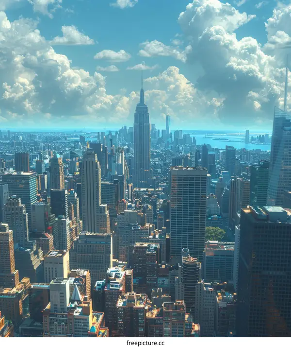 Panoramic View of New York City Skyline from Top of the Rock