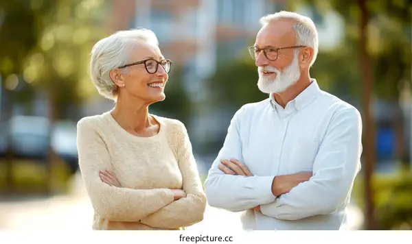 Two Seniors Enjoying a City Stroll