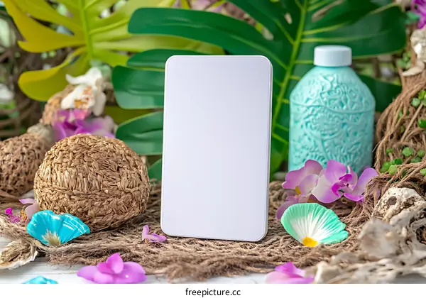 White Smart Home Device on Tropical Background