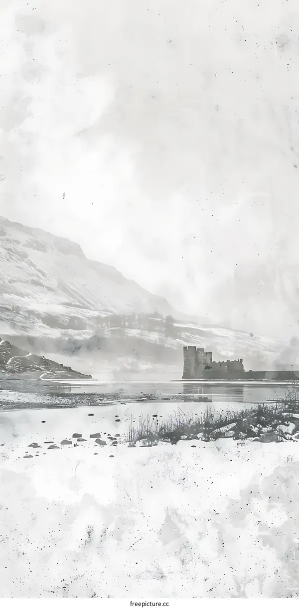 Grey Winter Landscape with Castle