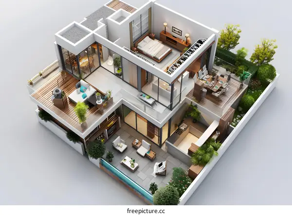 3D rendering of a modern luxury house