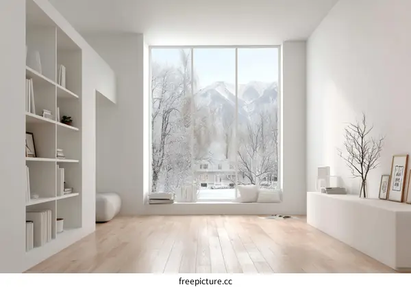 Winter Snowy Mountain View Interior Design