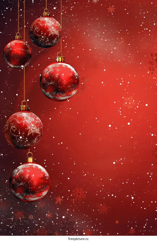 Festive Christmas Decorations: Red and Gold Ornaments on Tree