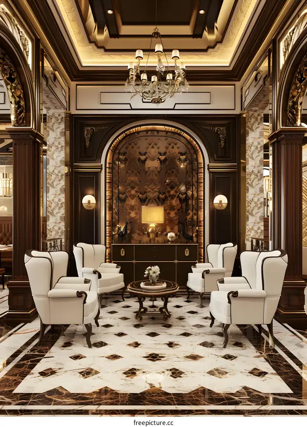 Luxury Living Room Interior Design with White Armchairs