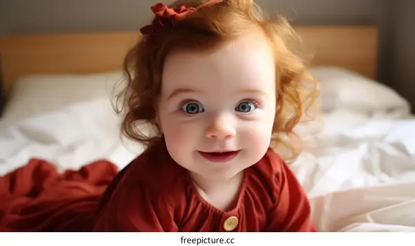 Portrait of a smiling redheaded toddler girl