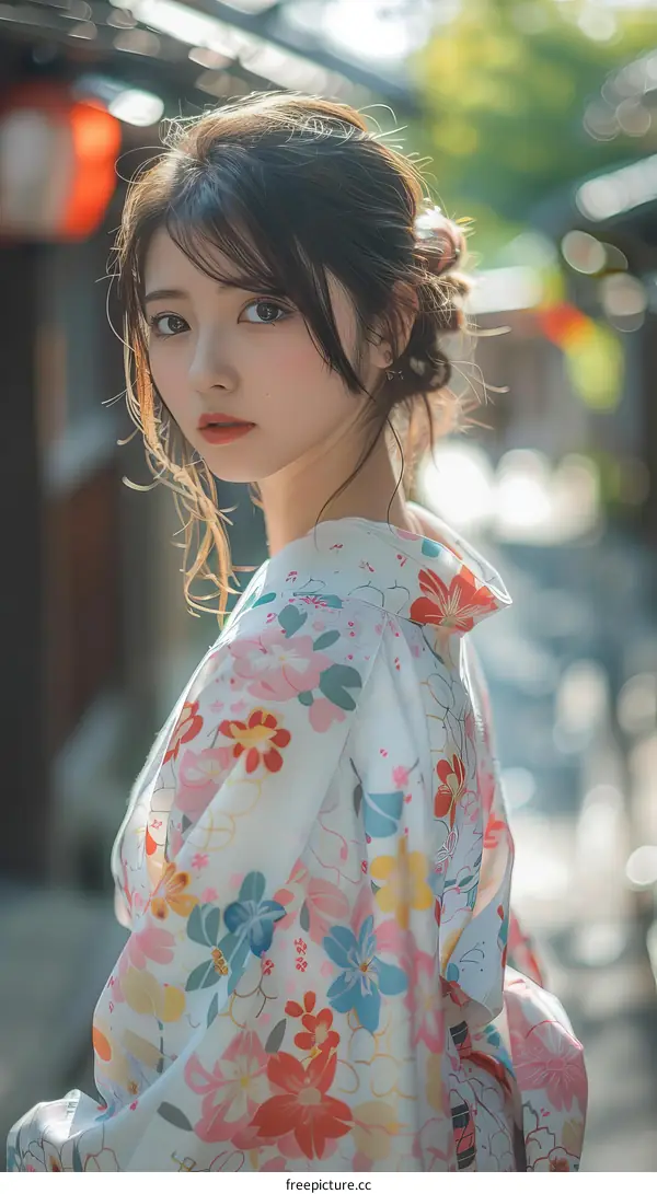 Asian Woman in Traditional Japanese Kimono