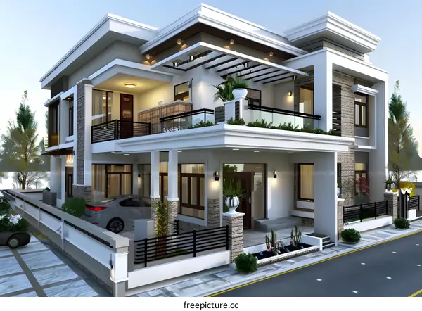 Three-story modern villa