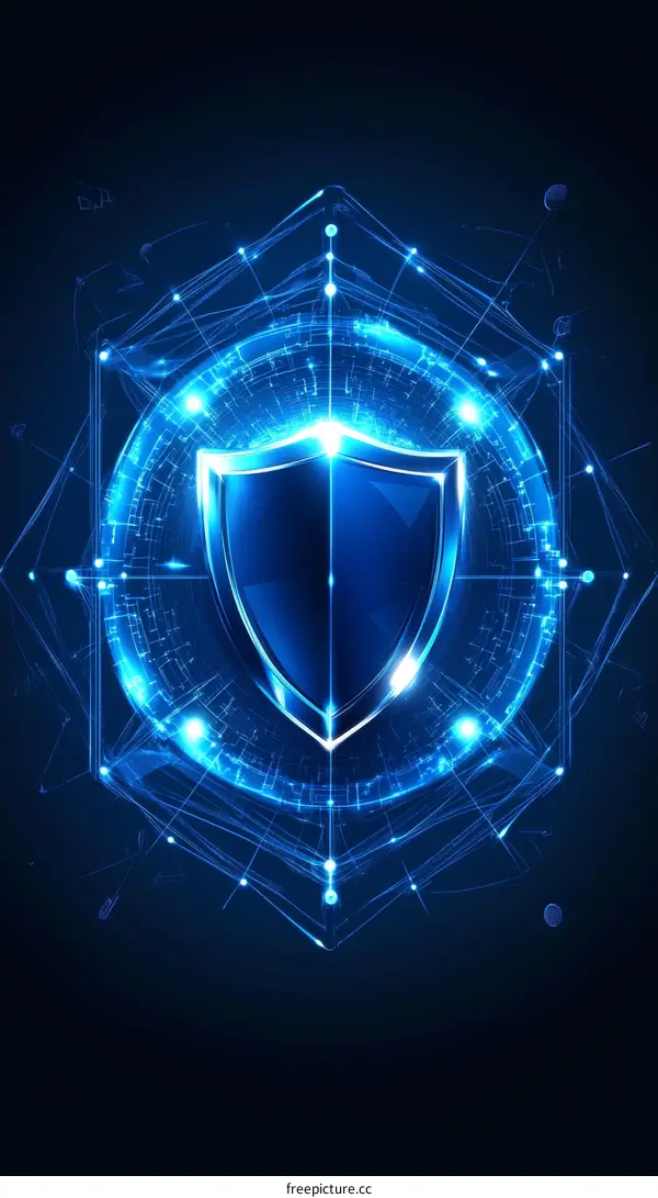 Abstract Blue Shield Digital Security Illustration
