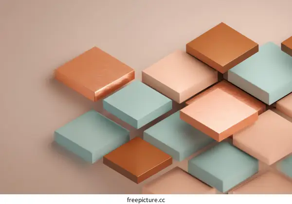 Abstract Geometric Shapes Composition in Pastel Colors