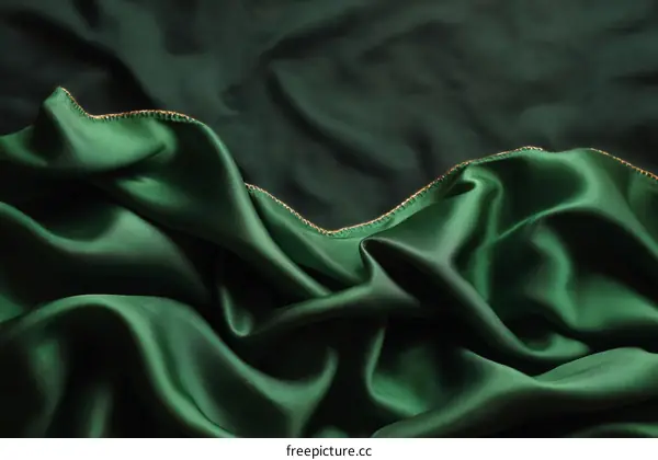 Emerald Green Silk Fabric Texture Close-up