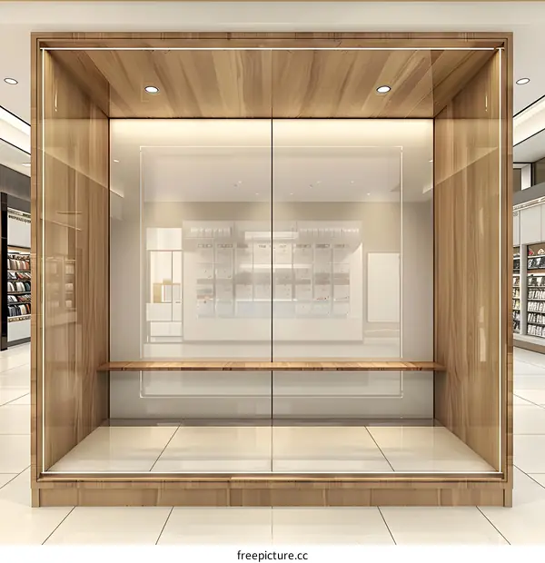 Modern Glass Showcase With Wooden Frame