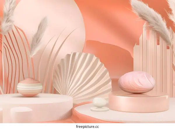 Abstract 3D Background with Pastel Colors and Geometric Shapes