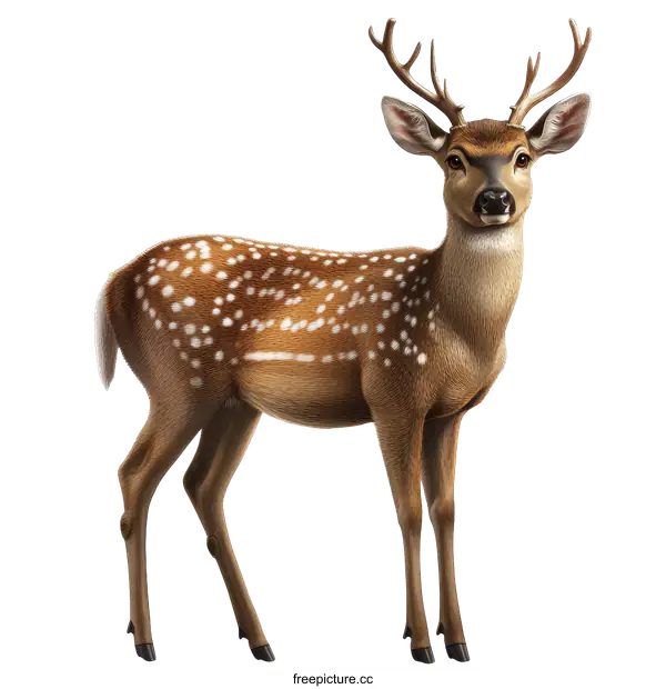 [Transparent Background PNG]Detailed Illustration of a Spotted Deer