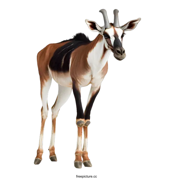 [Transparent Background PNG]Saddleback Oryx Standing Against White Background