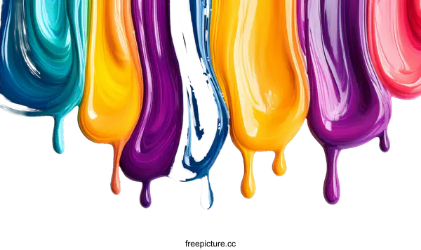[Transparent Background PNG]Colorful Paint Drips Abstract Art