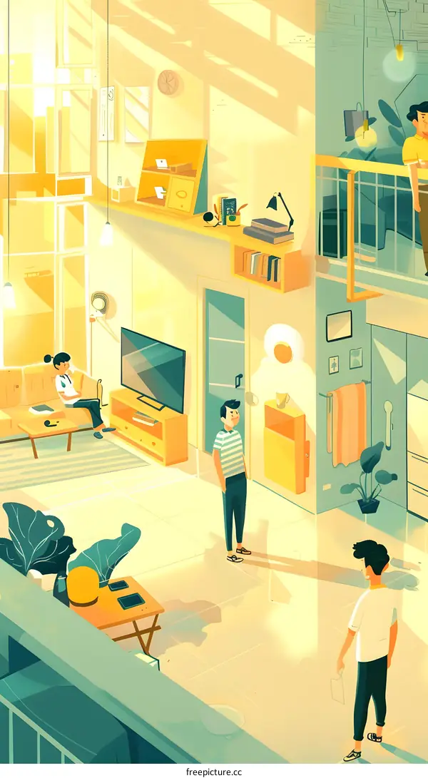 Family Sitting Together In A Modern Living Room