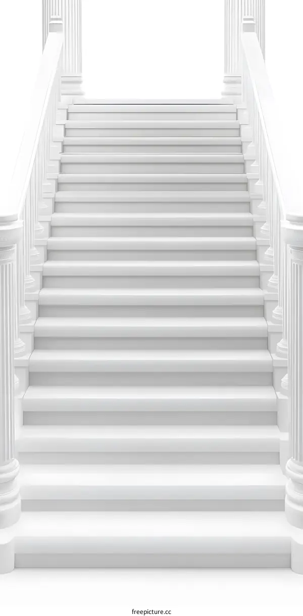 White Marble Staircase With Columns