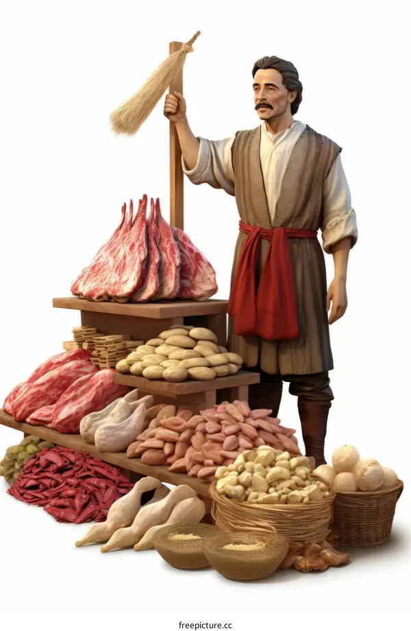 Middle Eastern Man Selling Food at Bazaar