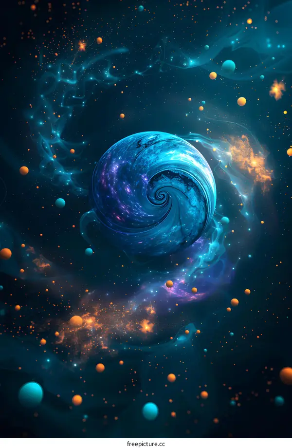Abstract Space Art Cosmic Blue Planet