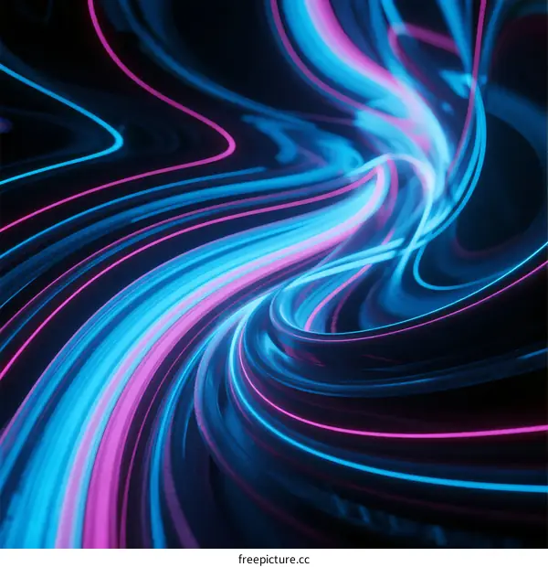 Vibrant Blue and Pink Light Streaks in Dynamic Swirl Pattern