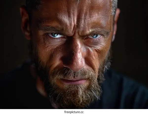 Portrait of a Bearded Man with Piercing Blue Eyes