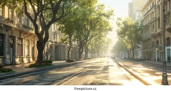 Morning Sunlight on a City Street
