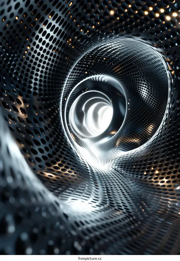 Black and white metal perforated tunnel