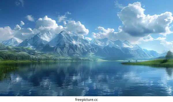 Serene Lake Reflecting Majestic Mountains