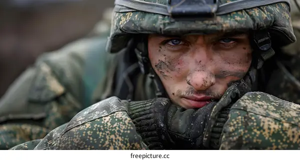 Portrait of a Russian soldier in the Donbas region of Ukraine