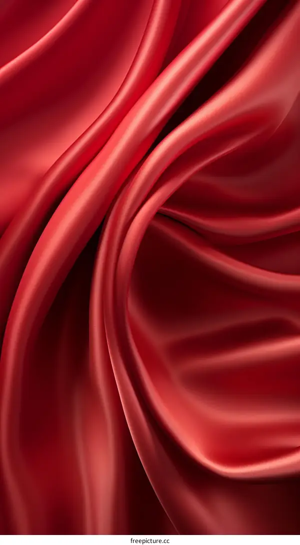 Red Silk Fabric with Elegant Waves