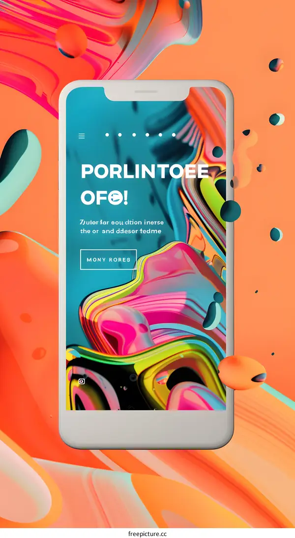 Abstract Colorful Design With Phone Mockup
