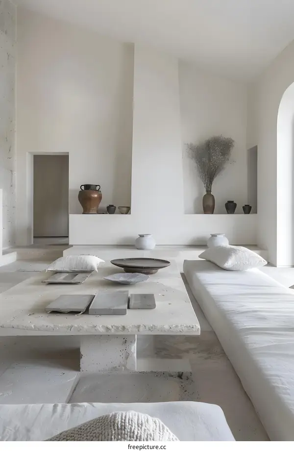 Minimalist Interior Design With White Walls And Natural Elements