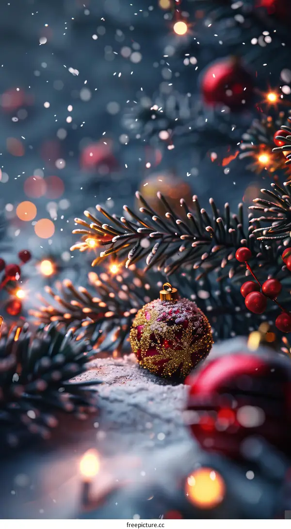 Christmas Ornament With Pine Tree And Snow