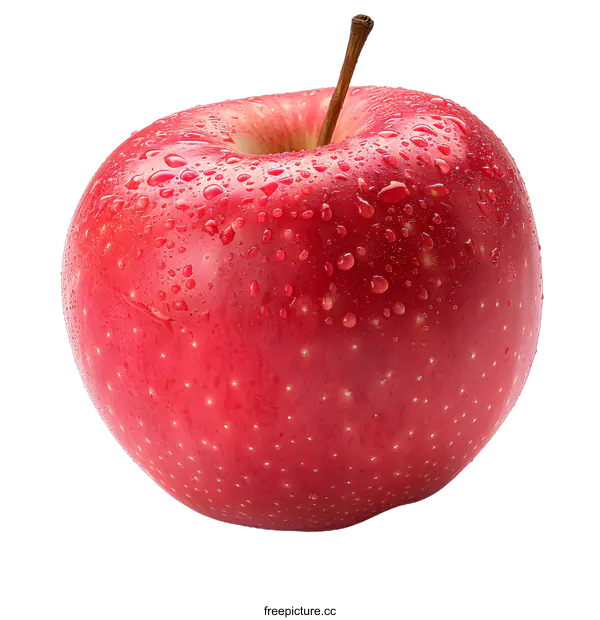 [Transparent Background PNG]Red Apple with Water Droplets on White Background