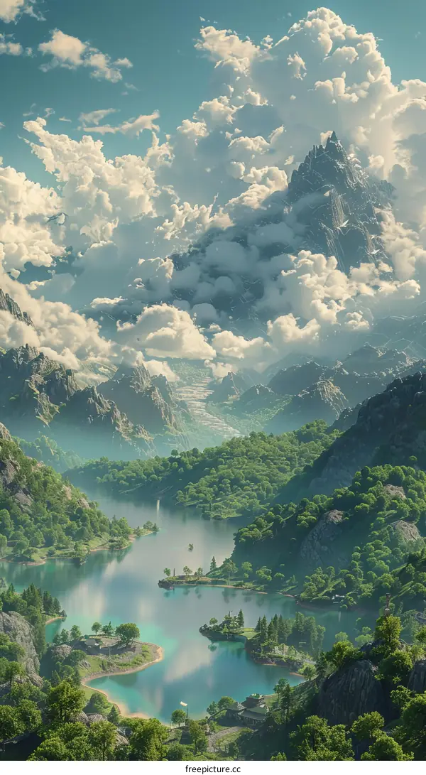 Majestic Mountain Lake Landscape Artwork