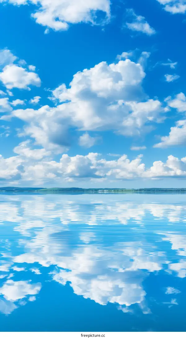 Tranquil Reflection of Azure Sky in Serene Waters