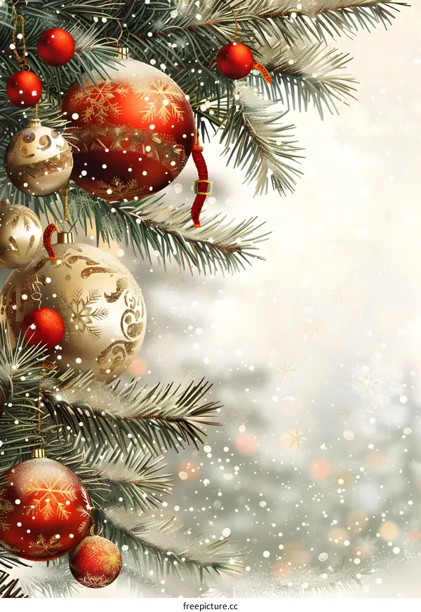 Christmas Tree With Red And Golden Balls