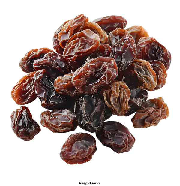 [Transparent Background PNG]Close-Up of Dried Raisins on White Background