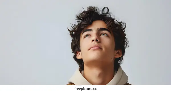 Portrait of a Young Man Looking Up