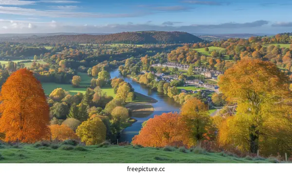 The beautiful autumn scenery of the Wye Valley in the United Kingdom