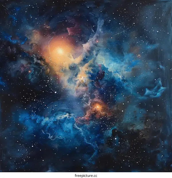 Electric Blue and Orange Nebula