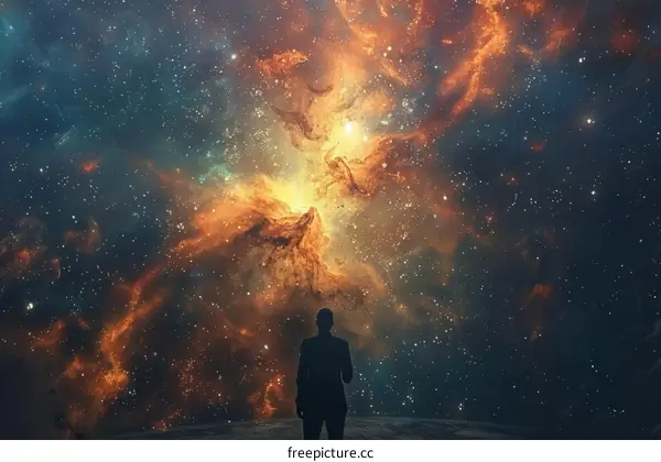 Man in Awe of Nebula