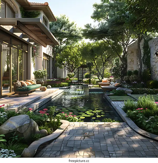Modern style villa courtyard design renderings