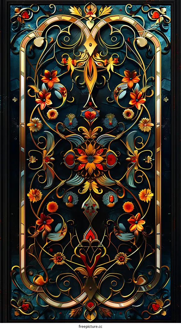 ornate gold filigree metalwork with gems and flowers