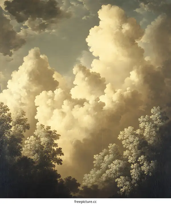 Dramatic Cloudscape with Lush Trees