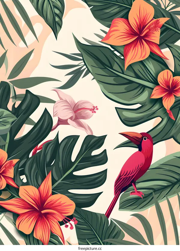 Tropical Floral Bird Design