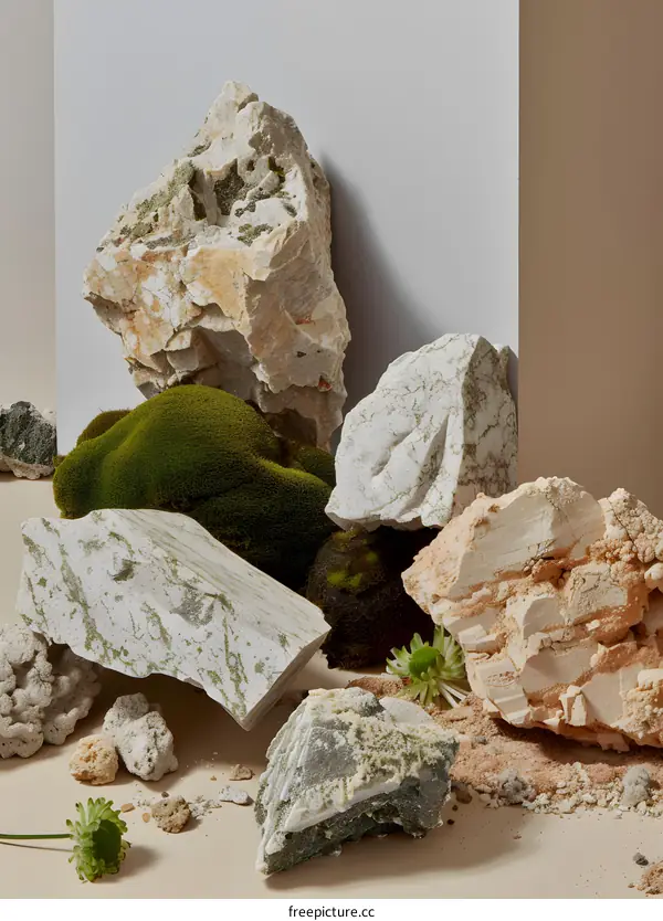 Abstract Still Life with Rocks and Moss