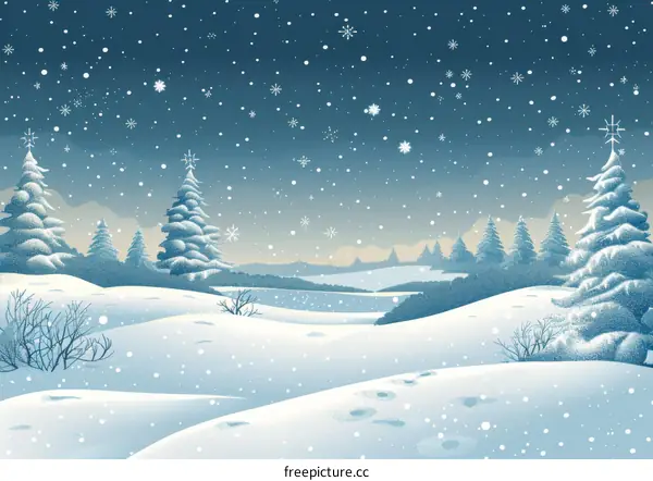 Wintery Night Forest